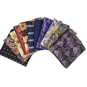 Mens Set of 11 Dot Paisley Striped Pocket Squares